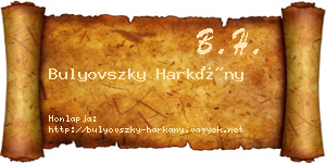 Bulyovszky Harkány névjegykártya